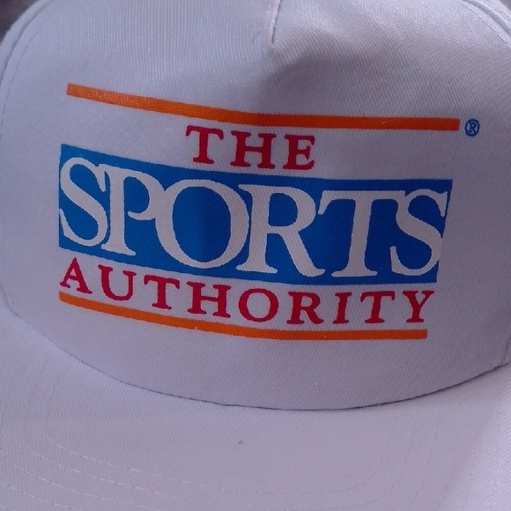 Vintage 90s The Sports Authority White Cap Snap Back - Picture 2 of 9